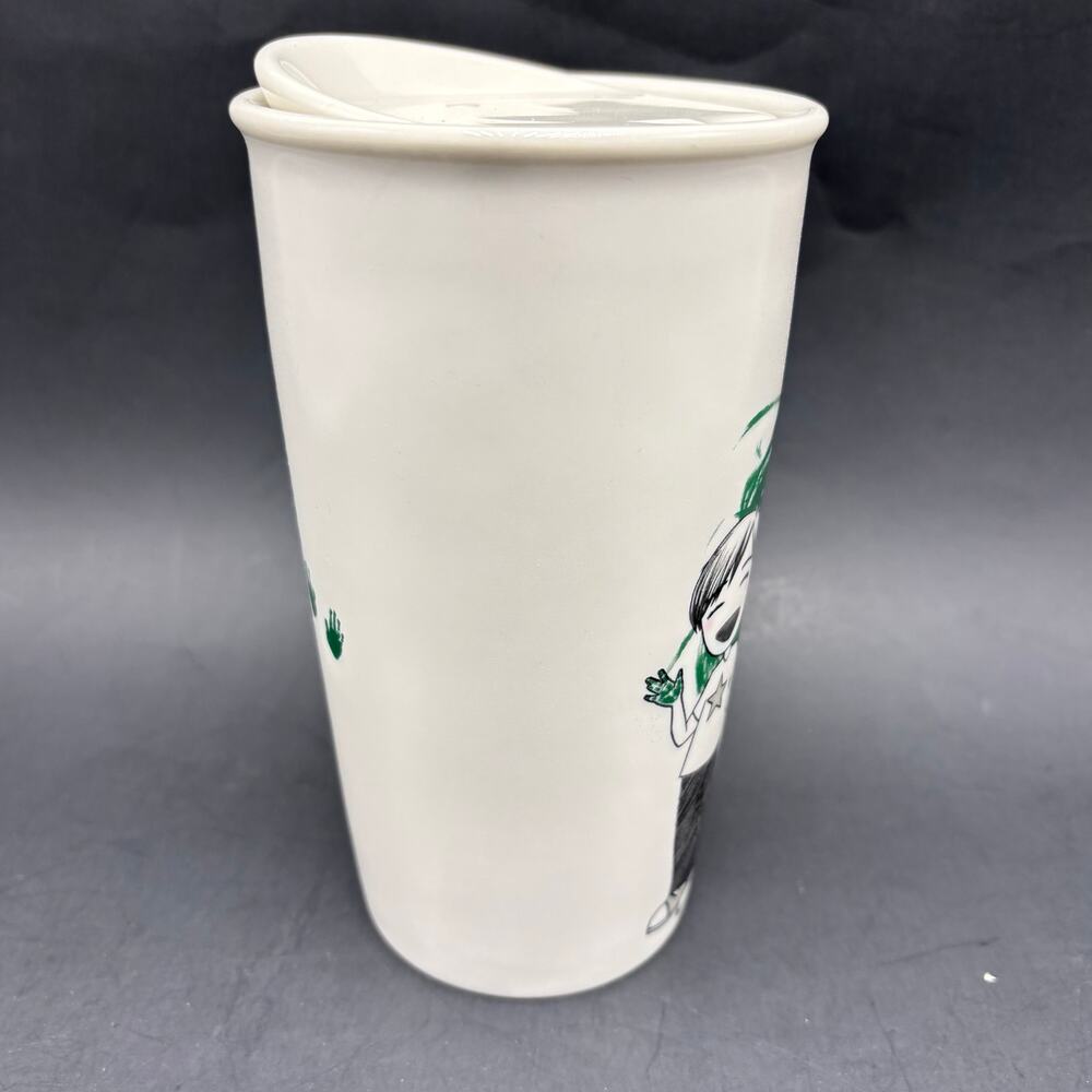 Starbucks Ceramic Travel Tumbler Green Dot Painting Child 12oz Coffee Cup 2015 - Picture 6 of 8